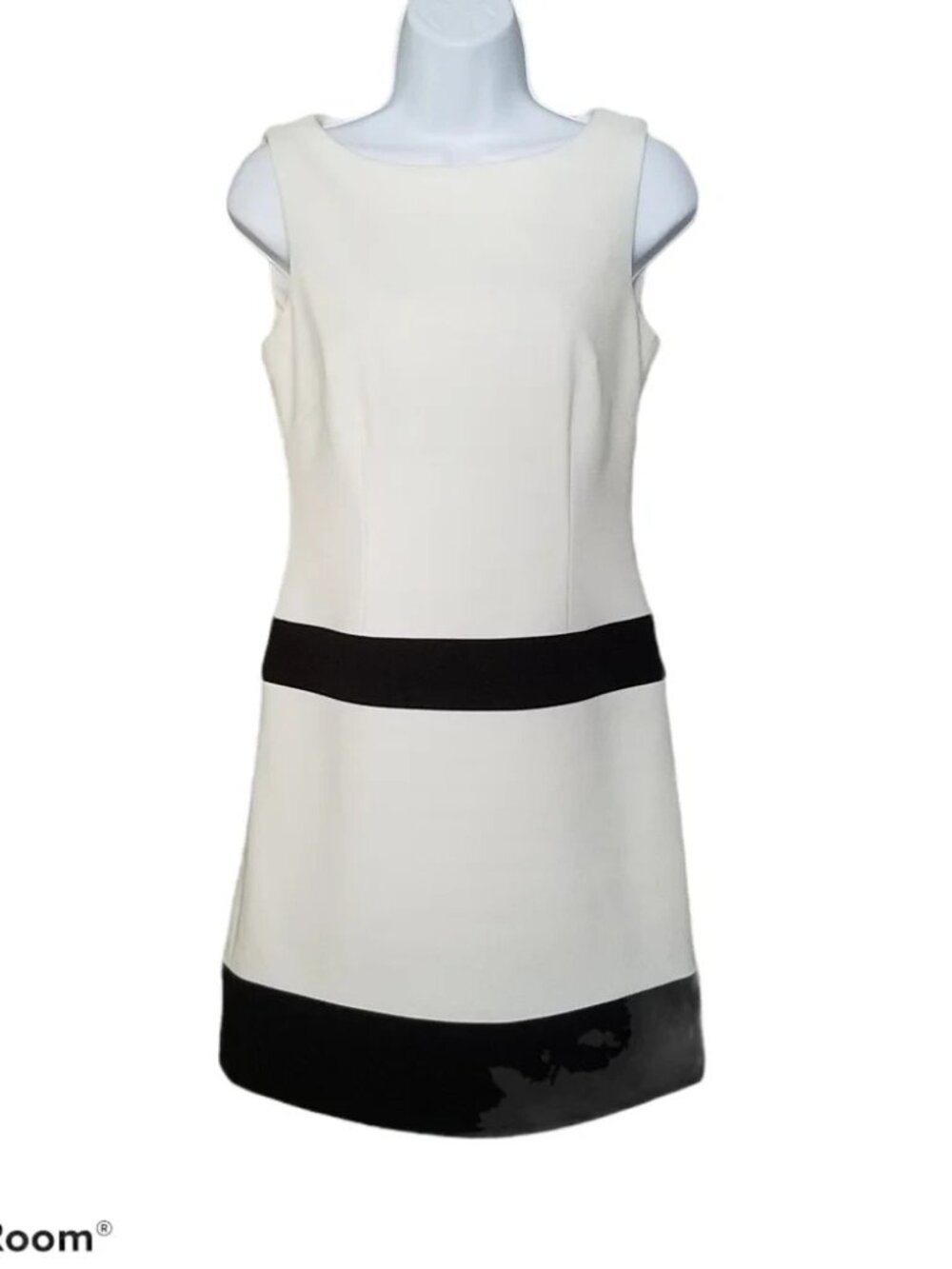 Vintage 90s Laundry by Shelli Segal Black & White Colorblock Shift Dress Size 6